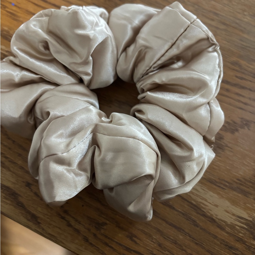 Cream and Yellow Satin Hair Scrunchie Accessory